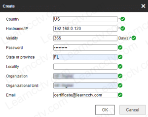 Create certificate on Hikvision NVR
